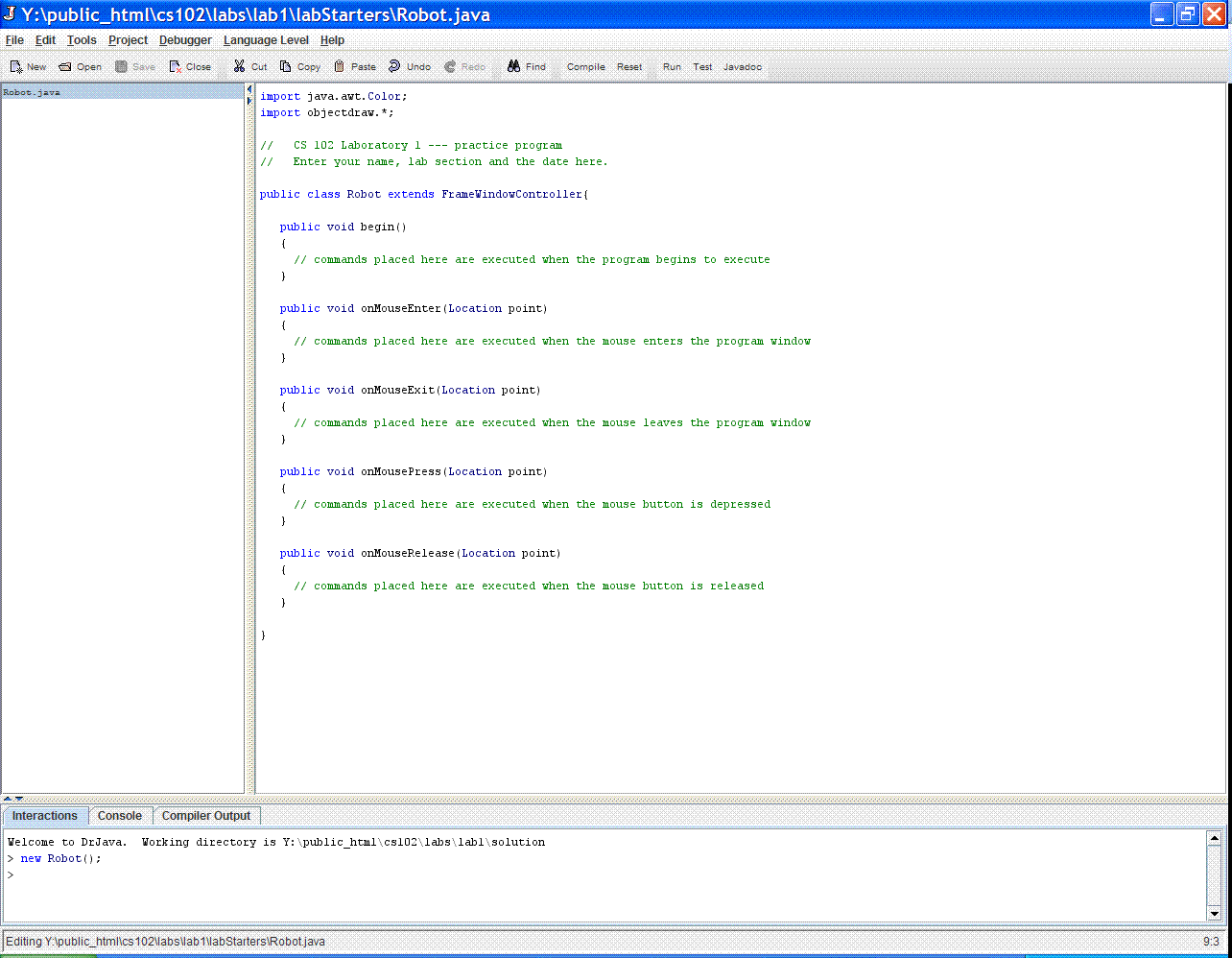 initial program window